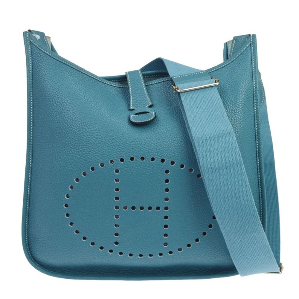 Hermes Evelyne Bag Gen Iii Clemence Blue Leather Shoulder Bag Bag